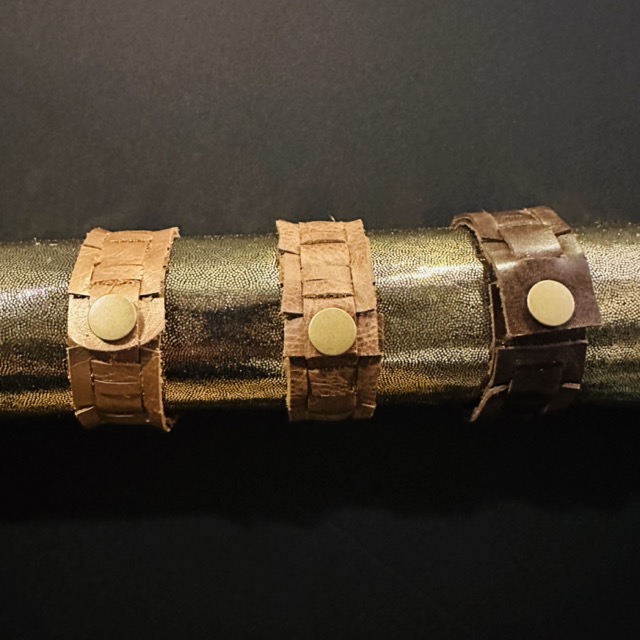 Square Link Leather Cuff